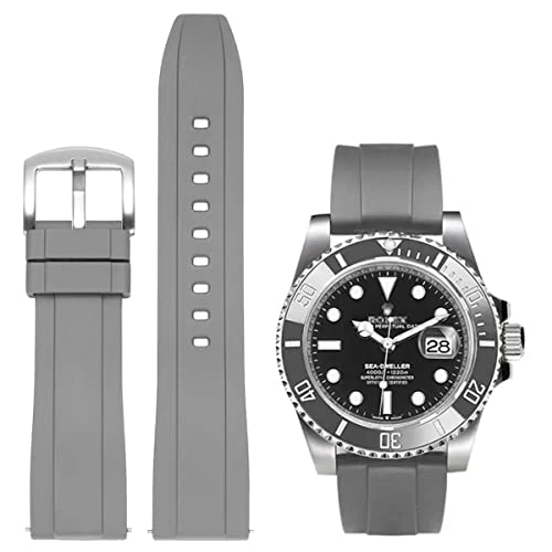 Image of Watch Band Quick Release Fluororubber 19mm 20mm 21mm 22mm Soft Durable Universal FKM Rubber Replacement Band Strap for Men Women