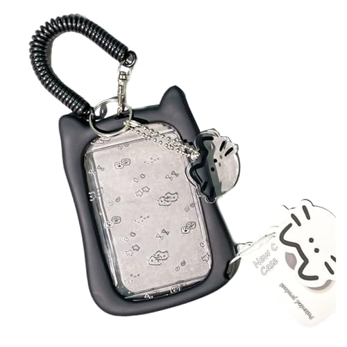 猫の耳のフォトカードホルダーバスカードホルダーキーチェーンペンダントカード保護袖カバー素敵な袖猫耳のフォトカードバスカードスリーブキーチェーンペンダントクレジットカバー