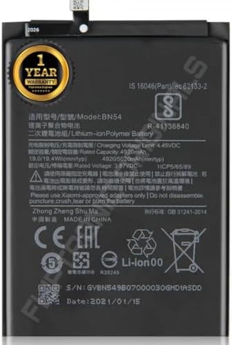 BN54 Battery for Redmi Note 9 / 10x 4G / 10X 5G / 10x pro 5G / M2003J15SC, M2003J15SG, M2003J15SS Battery with 1 Year Warranty**** (A18)