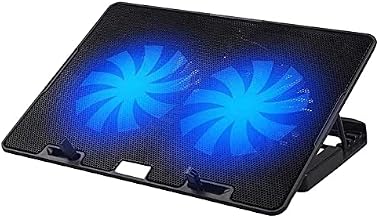 ULTRABYTES Cooling Pad Ergonomic Laptop Cooler with 2 Quite LED Fans and Multi-Angle Stand, USB Ports, Adjustable Height, ...