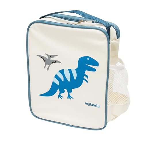 Kids Insulated Lunch Bag with Ultra-Thin Icepack by My Family- BPA-Free, Leak-Proof Design, Ideal for Ages 0-8, T Rex Dino