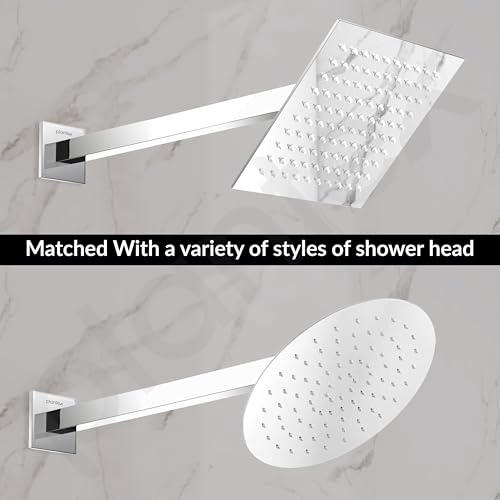 Image of Plantex 18-Inch Shower Arm for Overhead Shower /Stainless Steel Shower Pipe /Wall Mount Bathroom Fitting with -Inch Thread - Pack of 1 (Chrome)