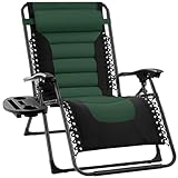Best Choice Products Oversized Padded Zero Gravity Chair, Folding Outdoor Patio Recliner, XL Anti Gravity Lounger for Backyard w/Headrest, Cup Holder, Side Tray, Polyester Mesh - Forest Green