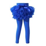 Ashken Baby Toddler Girls' Tutu Leggings Tulle Ruffle Skirted Pants Footless Tights (3 Months-5T) Blue