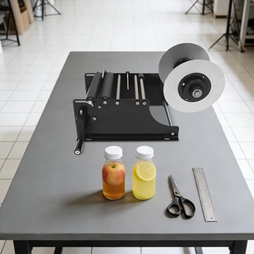 Image of Semi Automatic Round Bottle Labeling Machine, MT-30 Manual Labeling Machine Adjustable for 0.79-4.72 inch Diameter with Cartridge for Vial Light Small Bottles Effortless Labeling