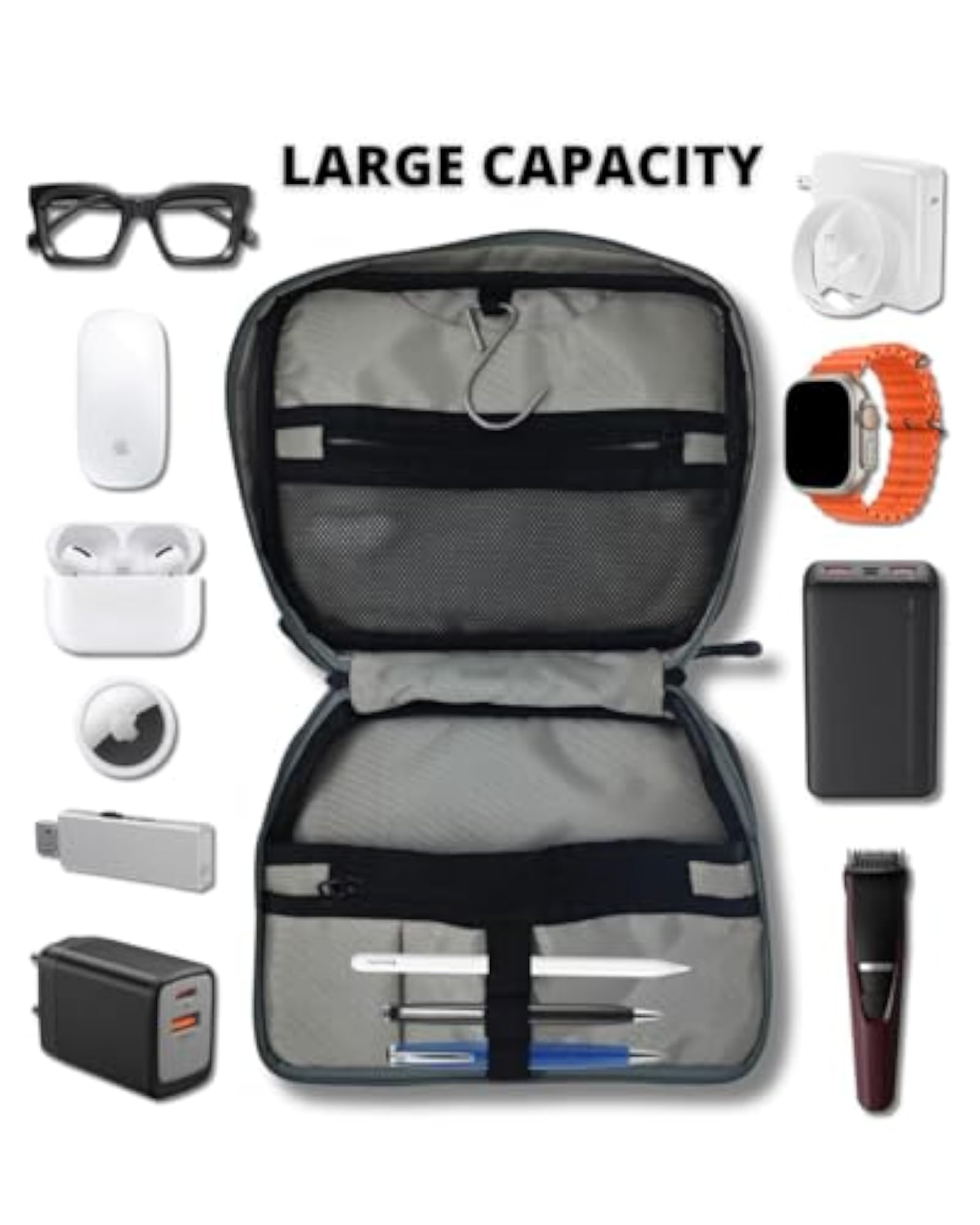 Gadget Travel Tech Organizer Case Bag Pouch with Hanging Hook