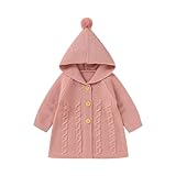 Generisch Chaqueta de punto para bebé de invierno de color sólido con abrigo cálido para niñas y niños, Rosa., 6-12 meses