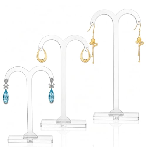 3PCS T-Bar Acrylic Earring Display Stands for Photos, Earring Stand Holder