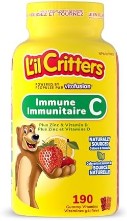 L'il Critters Immune C Chrildren's Gummy Vitamin - Helps Maintain Immune Function, Naturally Sourced Fruit Flavours, 3 Month Supply - 190 Count
