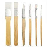 6 Pack Nylon Stencil Brushes Set, Wood Handle for Stenciling, Watercolor & Acrylic Paint 6 Sizes for Fabric, Canvas, Detail Work & DIY Crafts