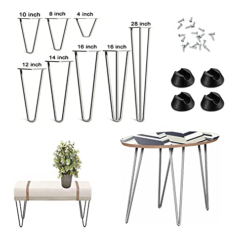 Hairpin Legs - Patas de mesa y armario intercambiables, 4 patas de mesa con horquilla, estructura de metal para muebles para cómoda, mesa de comedor, escritorio (14 pulgadas, 2 prensa), color negro