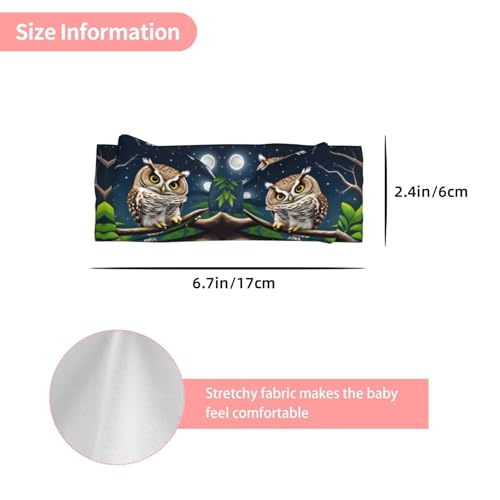 Owl at Night Picture Baby Bow Headband Super Stretchy Soft Bows Hair Accessories for Newborn Infants Toddlers Kids Girls3