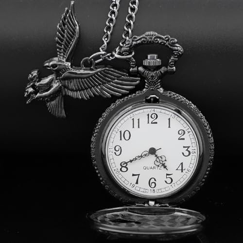 Image of Tiong Pocket Watch Pattern Vintage Quartz Pocket Watches with Chain Christmas Graduation Birthday Gifts Fathers Day