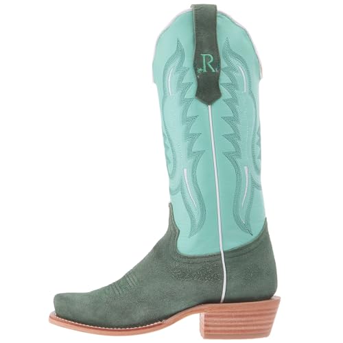 Women`s Teal Roughout Vamp 13In Mint Cowhide Top Boot2