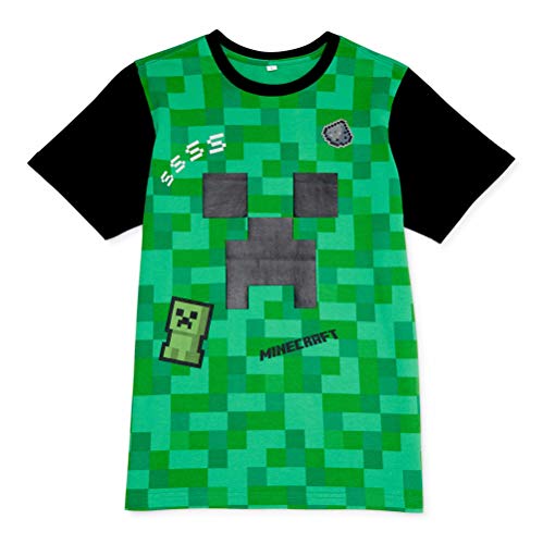 Minecraft Shirt for Boys SSSS Creeper Short Sleeve Tee (XX-Large 18) Green