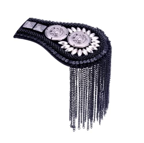 Image of 2 Pcs Vintage Tassel Link Chain Epaulet Shoulder Boards Badge Brooch For Men Women Uniform Epaulettes Accessories