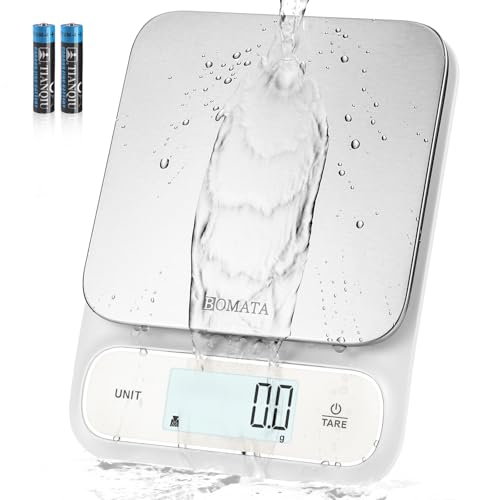 BOMATA Waterproof IPX6 Kitchen Scale, 0.1 g/0.01 oz High Precision, 5 kg/11 lbs, Digital Scale with...