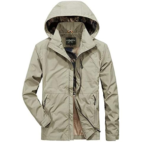 Frauherzz Rain jacket in plus size, men's short coat, foldable jackets, waterproof, lightweight, quick-drying sweatshirts with hooded pullover, windproof, breathable, transition jacket. - Red - XXXXXL Cover