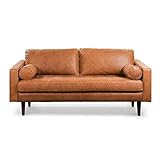 POLY & BARK Napa 72' Apartment Sofa in Full-Grain Pure-Aniline Italian Tanned Leather in Cognac Tan