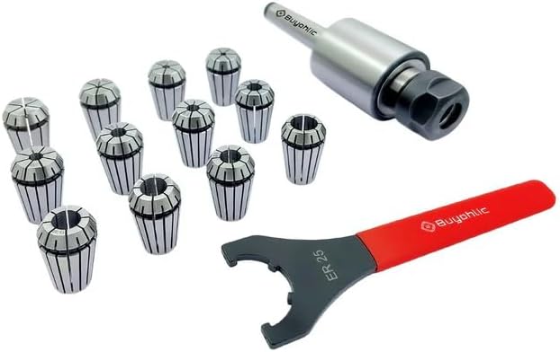 ER25-12 Pcs Collet Set (Range 1/8-5/8") Collet Live Revolving Center With Spanner (Morse Taper (MT2))