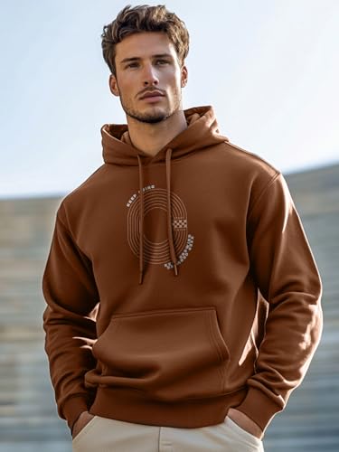 Image of Nobero Printed Hoodies for Man | 280 GSM Rich Cotton Fleece Hooded Full Sleeve Sweatshirt for Man | Stylish Casual Wear Winter Hoodies for Men
