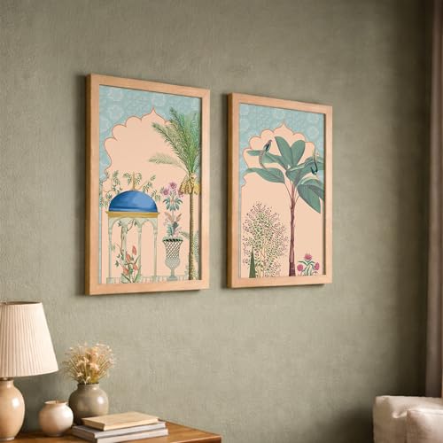 Image of NoWorries Nature Wall Frames for Home Decor /Traditional Paintings for Wall decoration - Art Big Size Frames for Wall Decor - Set of 2 Wall framed Paintings (Theme-traditional) (Synthetic Wood frame) (Leminated 300 GSM Pigment Digital Print) (framed, Multicolur) Set of 2