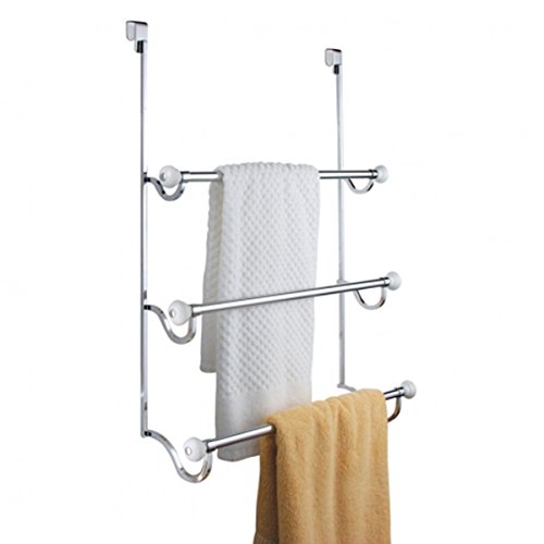 iDesign York Metal Over the Shower Door Towel Rack, Hooks for Master, Guest, Kids' Bathroom, 4.75" x 17.75" x 22.5", Chrome by iDesign - Used condition - Image 2