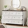 54 farmhouse dresser for bedroom antique 7 drawer dresser rustic chest of drawers white dresser with barn design thickened tabletop round bronze handles wooden long dresser for closet  urban country home decor