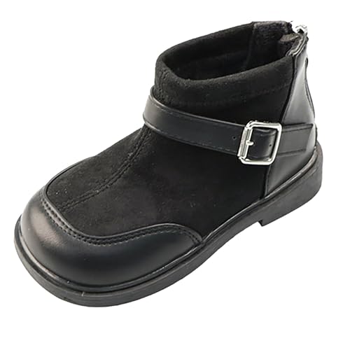 Mädchen Stiefeletten Winterstiefel Kinder wasserdichte Stiefel mit Reißverschluss rutschfest Bequeme Winterschuhe Stiefel Stiefeletten (Black, 32 Big Kids)