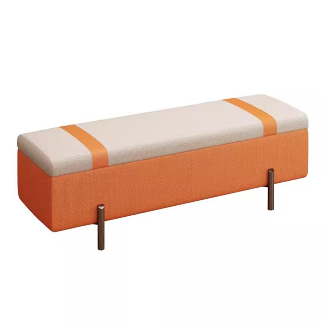 Banc de rangement de luxe en velours matelassé et pieds en métal