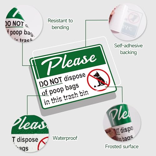 Image of 2PCS Please Do Not Dispose Poop Bags in This Trash Bin Stickers, Self-Adhesive Weatherproof Vinyl Do not Throw Dog Poop Bag in The Trash Sign, Trash Can Stickers for Home，House，Yard，Restaurant