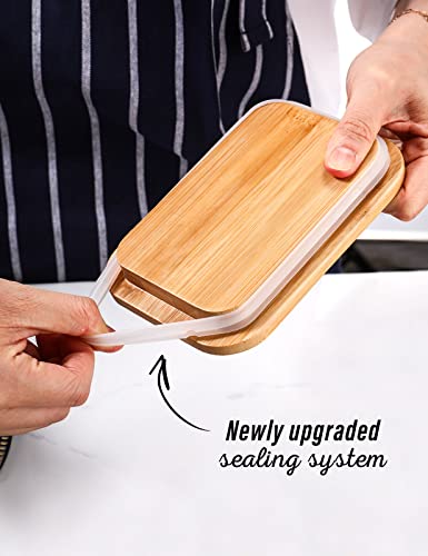 Butter Dish with Lid, Metal Butter Dish with Multi-Functional knife, Lightweight Unbreakable Butter Container for Countertop Upgrade Double Silicone Seal, 14x5x9cm,White - Image 4
