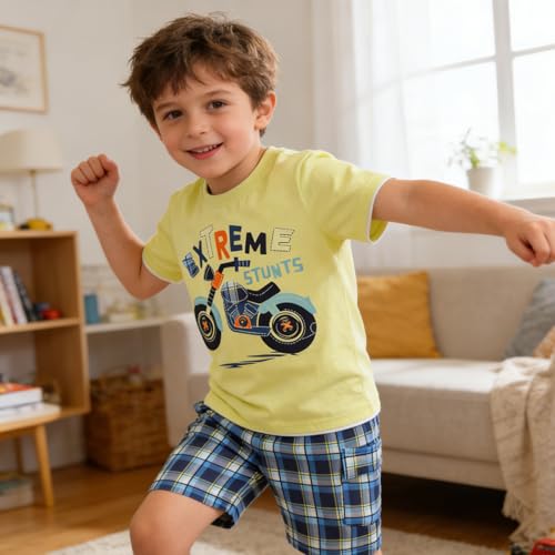Image of Boy Shorts Sets Dinosaur Animal Print Shirt Summer Outfits Set 2pcs Casual Clothes
