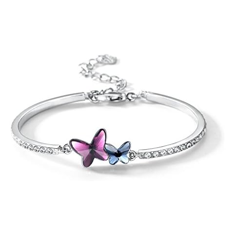 T400 Bracelets for Women Purple Butterfly Crystal Bangel Bracelet Ajustable Jewelry Birthday Gift for Her Cover