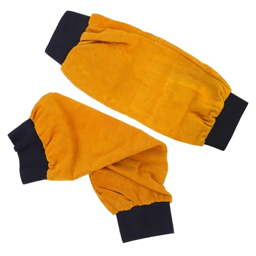 FIXOSHEE Manchons Cuir Chaleur pour Bras Protection Brûlure et Manchettes de Soudure Unisexes Confortables Jaune