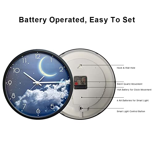 Ocest 15268-BUM2 Night Light Wall Clock For Bedroom thumb #8
