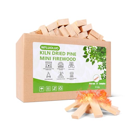 WFLUOLUO Pre-Cut 5'' Lengths Mini Firewood,Pine Kiln Dried Firewood,Small Barkless Kindling...