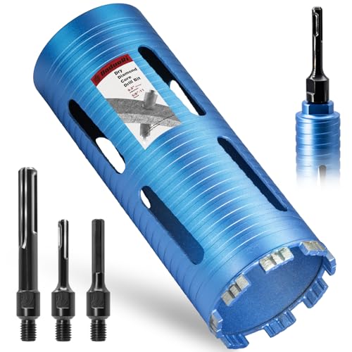 Image of 3-3 /4 inch Core Drill Bit with 3 Adapters Included: SDS Plus, SDS Max and 1 /2 inch Hex Abor, 5 /8 inch-11 Thread, 9.5 inch Drilling Depth Core Bits for Concrete Brick Block, Motar, Masonry(96mm)