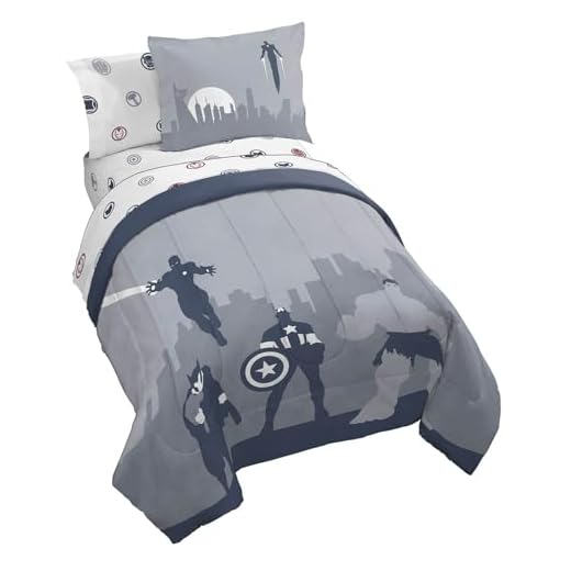 Jay Franco Marvel Avengers - Juego de edredón de tamaño matrimonial, ropa de cama de 7 piezas, incluye juego de sábanas y fundas de almohada, ropa de cama súper suave y acogedora con Capitán América,