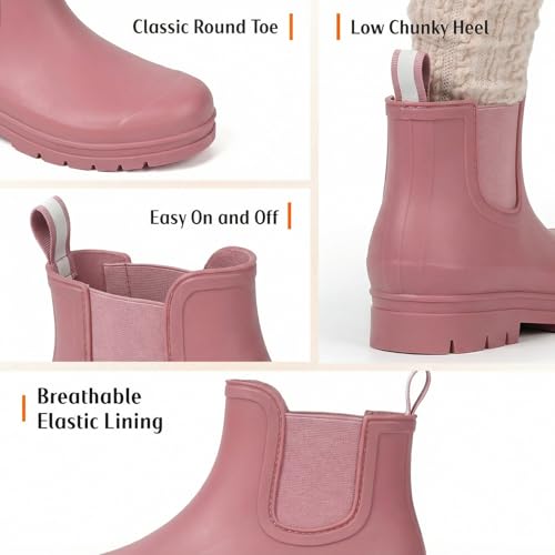 Image of Furuian Women's Ankle Rain Boots Waterproof Chelsea Rain Boots Rubber Boots Women Short Garden Boots Anti Slip Outdoor Lightweight Work Booties