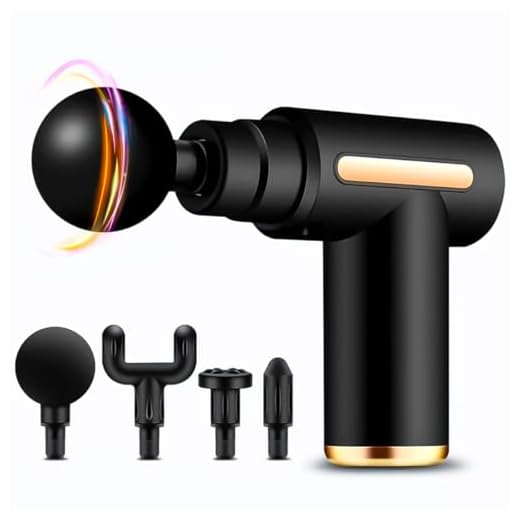 Massageador Elétrico Pistola Massageadora Elétrica Profissional para Massagem Corporal Muscular Recarregável Portátil com 4 Pontas e Variação de Velocidade Fisioterapia Relaxante (PRETO)