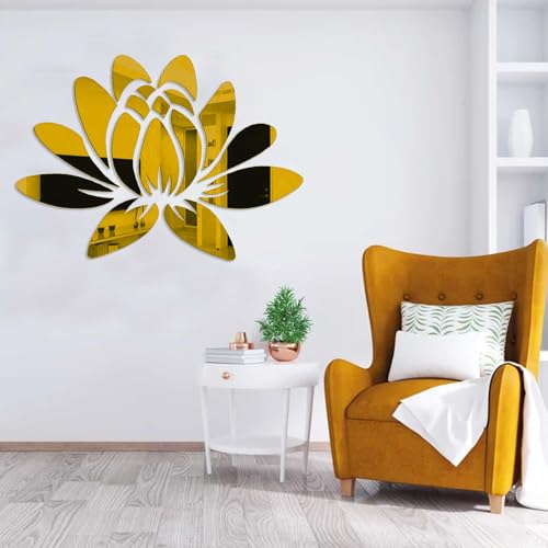 Image of Xtore Lotus Shape Wall Mirror for Home Decor (Pack of 1, Golden)