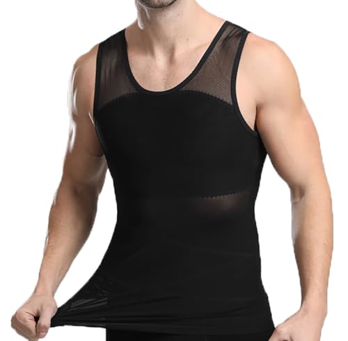 HANERDUN Mens Compression Shirt Slimming Body Shaper Vest Workout Tank Tops Abs Abdomen Undershirts