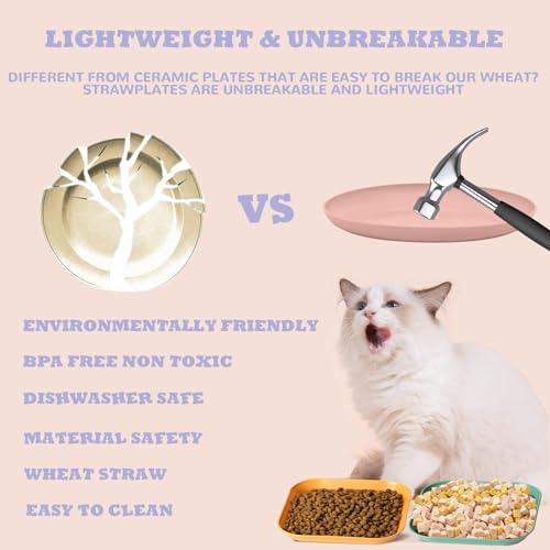 XINGNA 12 Stück Katzennapf,Katzenschüssel,Katzennapf Flach,Fressnapf Katze Futternapf,Runden Katzenteller,Fressnapf Katze,Bunt Katzenfutter Napfset,Cat Plate für Kätzchen und kurzbeinige Katzen