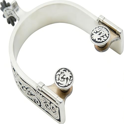 Western Spurs, Stainless Steel Cowboy Spurs with Carved Patterns and Rowels, Suitable for Training and Riding, Unisex - Image 6