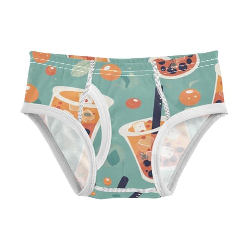 KLL Bubble Tea Pattern Toddler Boys Cotton Training Underwear Breathable Children Undies
