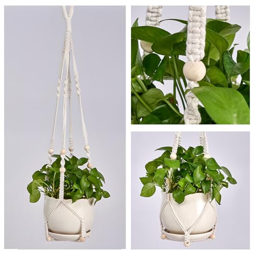 Wdmxszdq Makramee Blumenampel 35 Zoll, 2er-Pack, Weiß – Bild 5