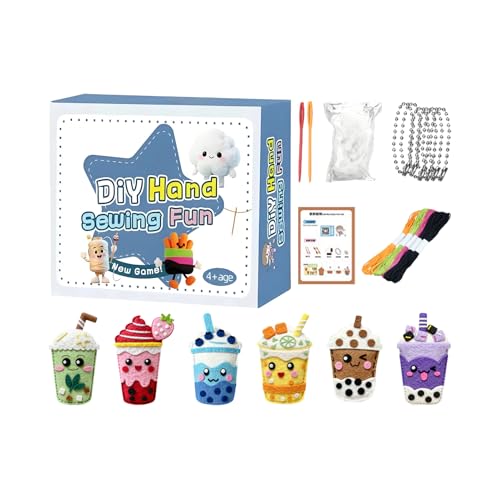 Kit de costura para niños, kit de costura para aprender – té con leche, artesanía, juguetes educativos para niños a partir de 3 años, niñas, adolescentes, escuela, viajes, día lluvioso