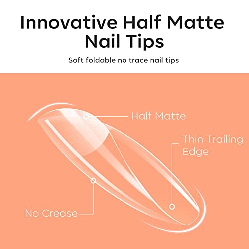 Image of Modelones Short Coffin Nail Tips - 510Pcs Fake Nails Gel Tips Half Matte Full Cover No Filed Stronger Press on for Manicure Extension Art DIY Salon 15 Sizes