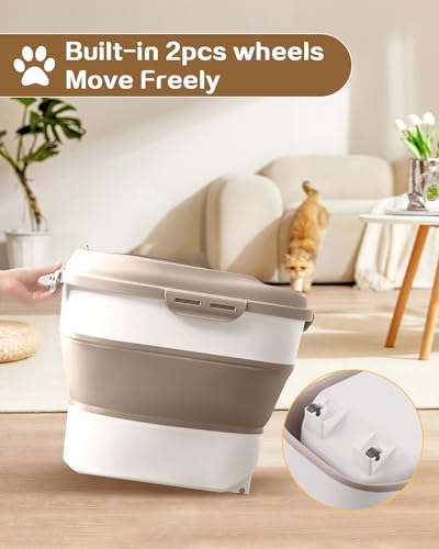 30Lbs-Dog-Food-Storage-Container-Collapsible-Dog-Food-Container-with-Airtight-Lids-Scoop-and-25L-Small-Pet-Food-Storage-Container-Dry-Food-For-Dog-Cat-and-Other-Pet-Food-Khaki - Cucciolini Doodles 30Lbs-Dog-Food-Storage-Container-Collapsible-Dog-Food-Container-with-Airtight-Lids-Scoop-and-25L-Small-Pet-Food-Storage-Container-Dry-Food-For-Dog-Cat-and-Other-Pet-Food-Khaki